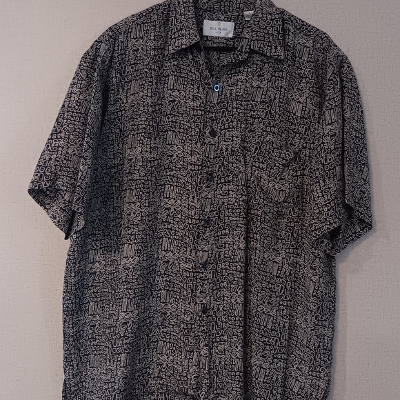 Bill Blass Gray and Tan Patterned Shirt 100% Silk Sz L - Picture 5 of 5